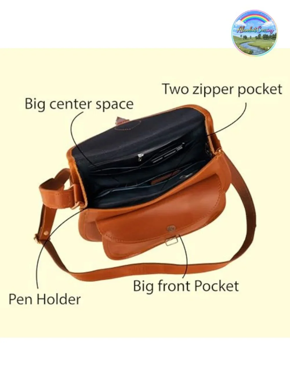 Handmade Vintage Leather Crossbody Bag Women Shoulder Purse Adjustable Strap